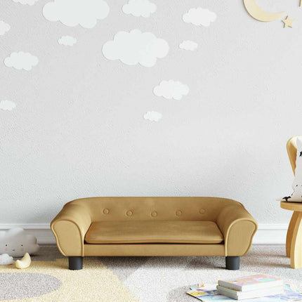 sofa til børn 70x45x26 cm velour brun