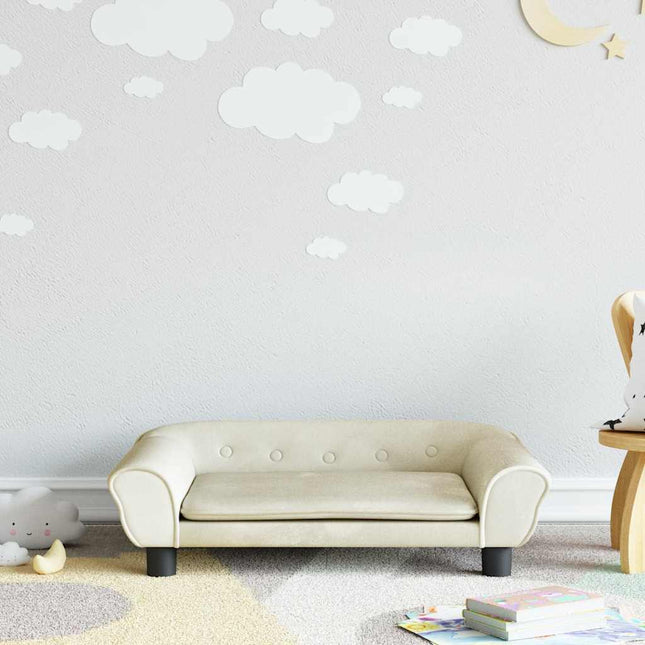 sofa til børn 70x45x26 cm velour cremefarvet