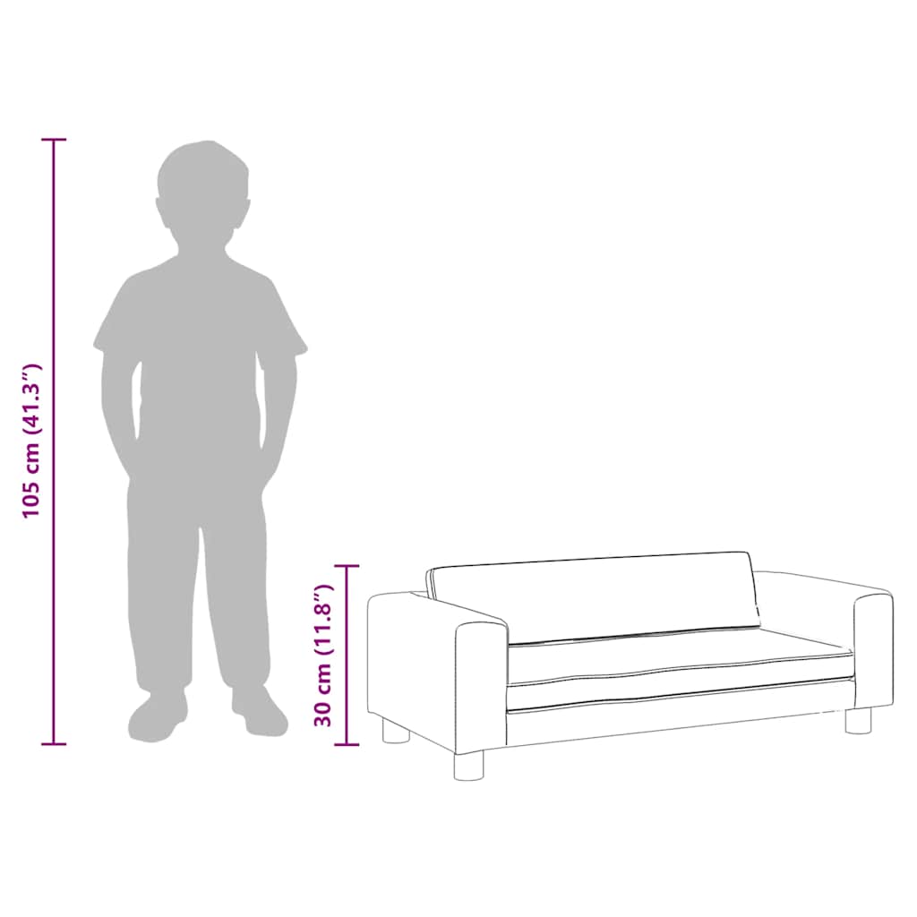børnesofa med fodskammel 100x50x30 cm fløjl lysegrå