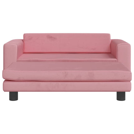 børnesofa med fodskammel 100x50x30 cm fløjl lyserød