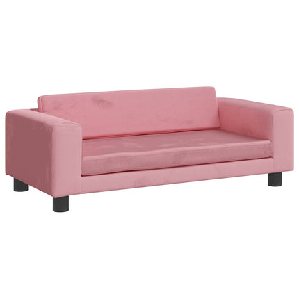 børnesofa med fodskammel 100x50x30 cm fløjl lyserød