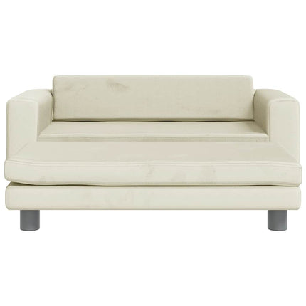 børnesofa med fodskammel 100x50x30 cm fløjl cremefarvet