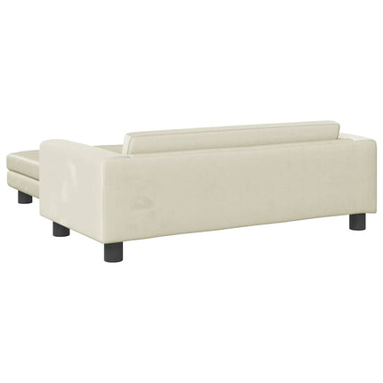 børnesofa med fodskammel 100x50x30 cm fløjl cremefarvet