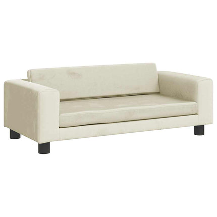 børnesofa med fodskammel 100x50x30 cm fløjl cremefarvet
