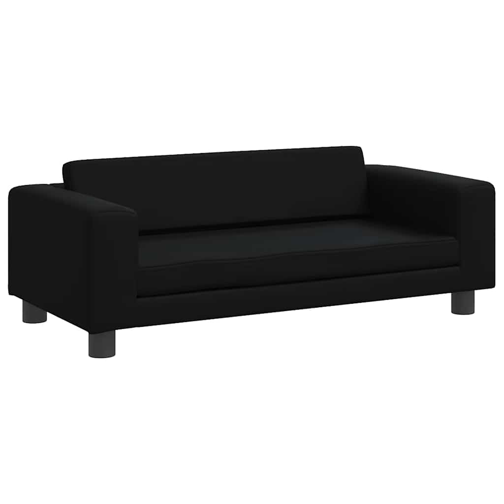 børnesofa med fodskammel 100x50x30 cm kunstlæder sort
