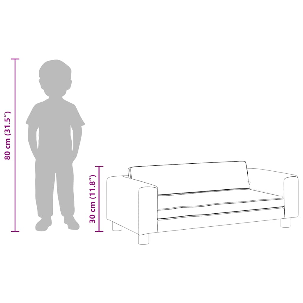 børnesofa med fodskammel 100x50x30 cm kunstlæder grå