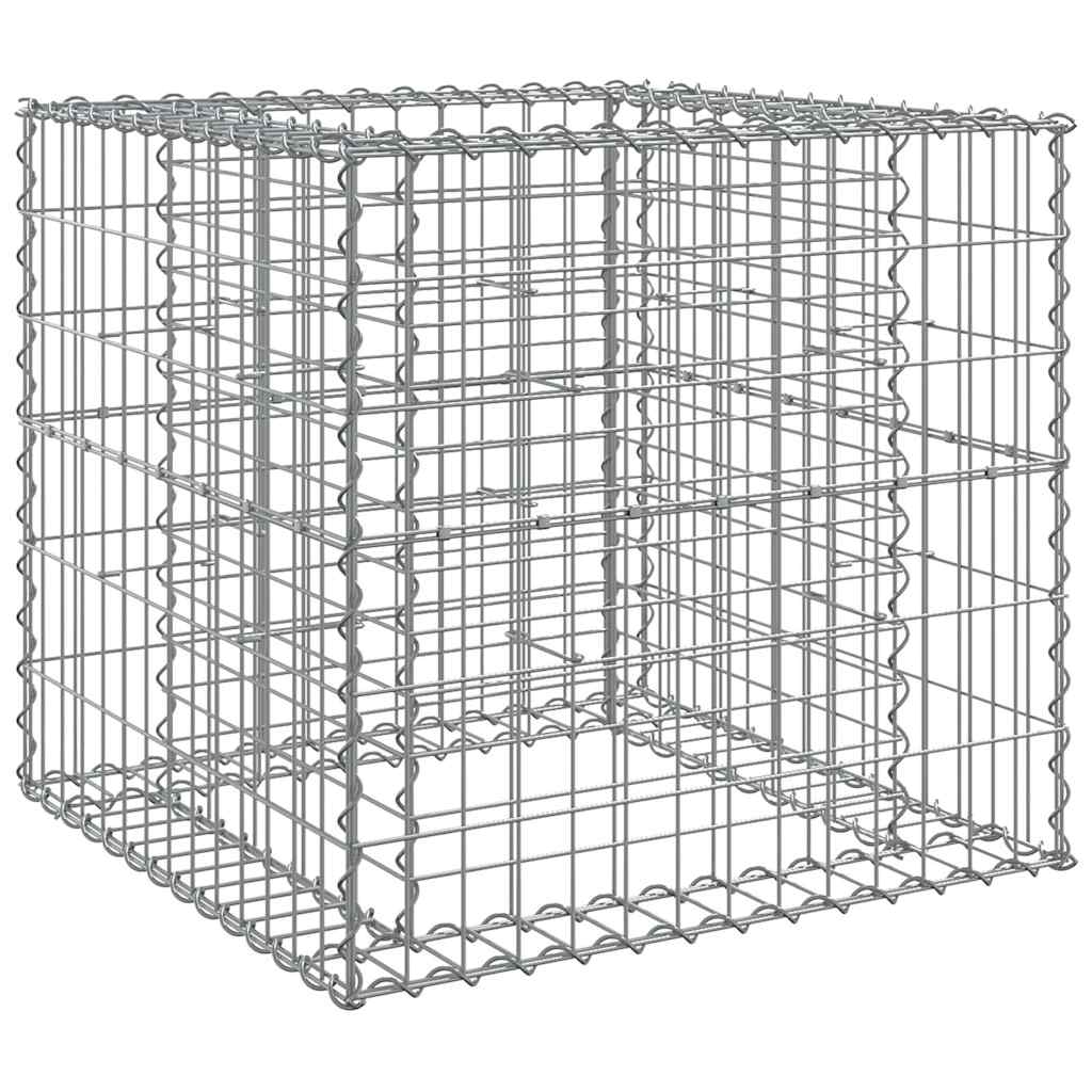 gabionkurv 70x70x65 cm galvaniseret jern sølvfarvet