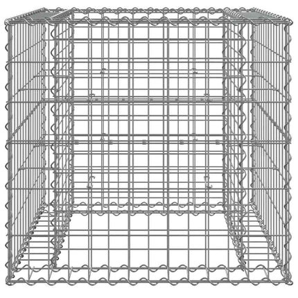 gabionkurv 70x70x65 cm galvaniseret jern sølvfarvet