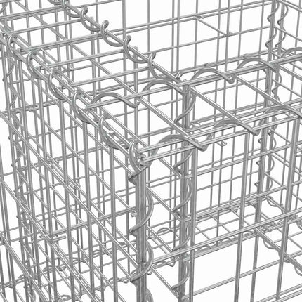 gabionkurv 70x70x65 cm galvaniseret jern sølvfarvet