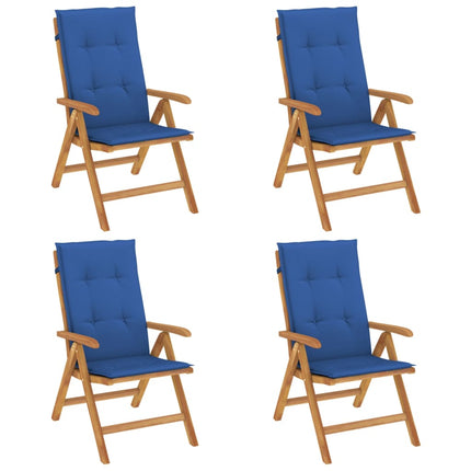 positionsstole med hynder 4 stk. massivt teaktræ