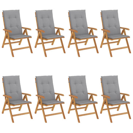 positionsstole med hynder 8 stk. massivt teaktræ