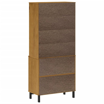 skænk med glaslåger FLAM 80x40x80 cm massivt fyrretræ