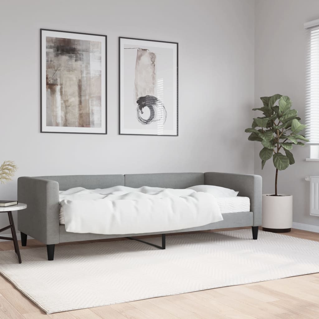 daybed med madras 80x200 cm stof lysegrå