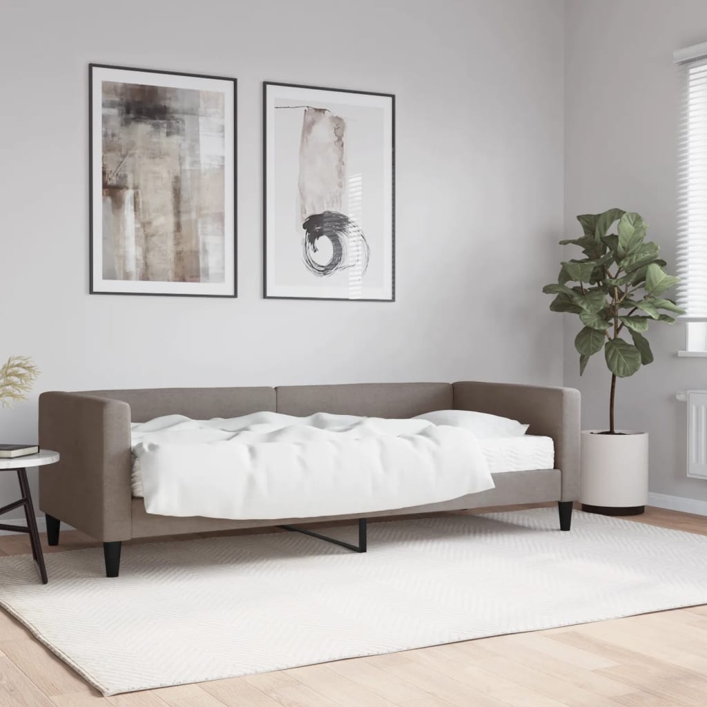 daybed med madras 80x200 cm stof gråbrun