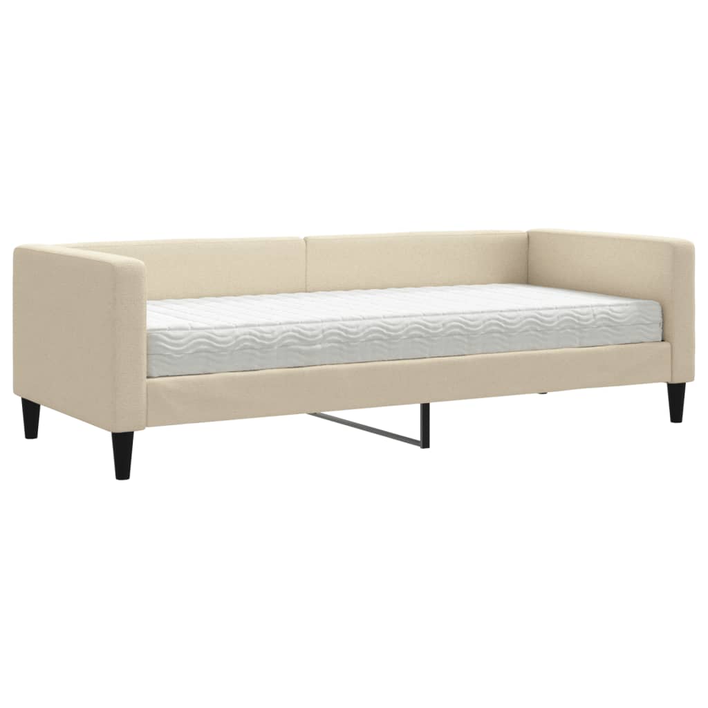 daybed med madras 80x200 cm stof cremefarvet
