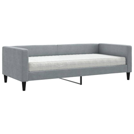 daybed med madras 90x200 cm stof lysegrå