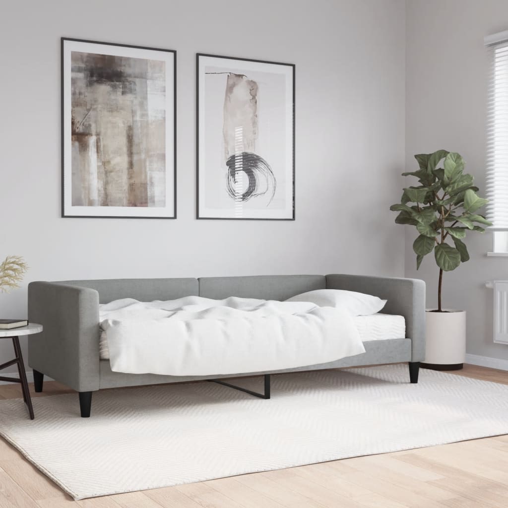 daybed med madras 90x200 cm stof lysegrå