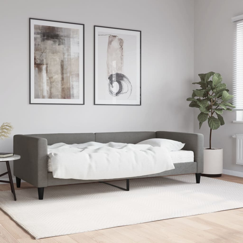 daybed med madras 90x200 cm stof mørkegrå billede