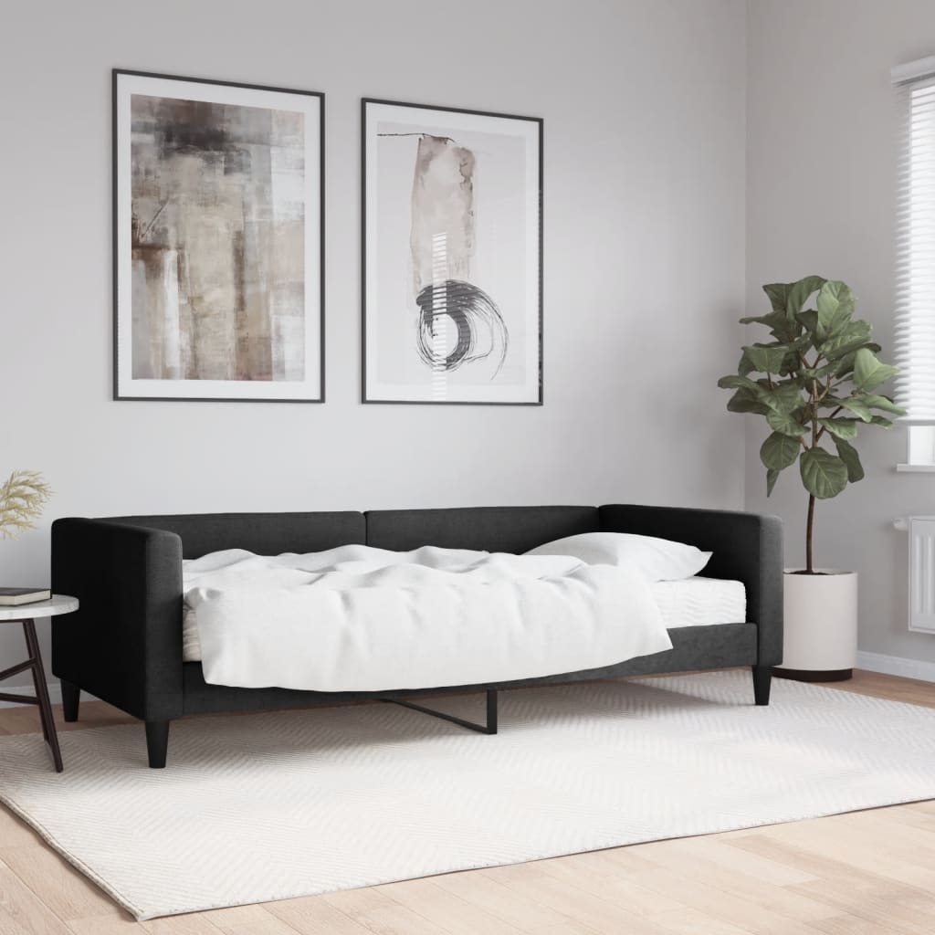 daybed med madras 90x200 cm stof sort