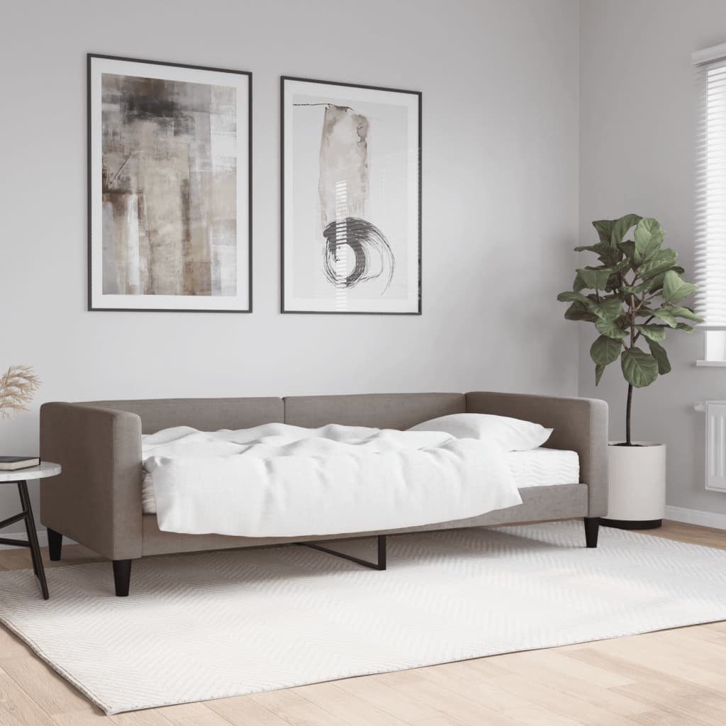 daybed med madras 90x200 cm stof gråbrun