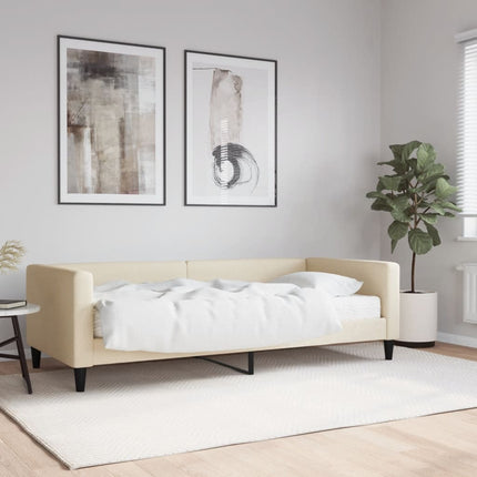 daybed med madras 90x200 cm stof cremefarvet