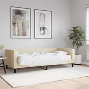 daybed med madras 90x200 cm stof cremefarvet
