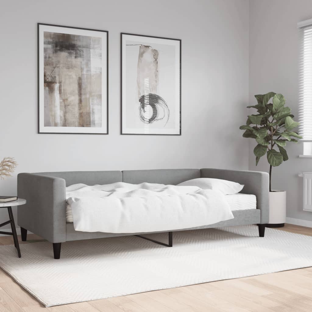 daybed med madras 100x200 cm stof lysegrå