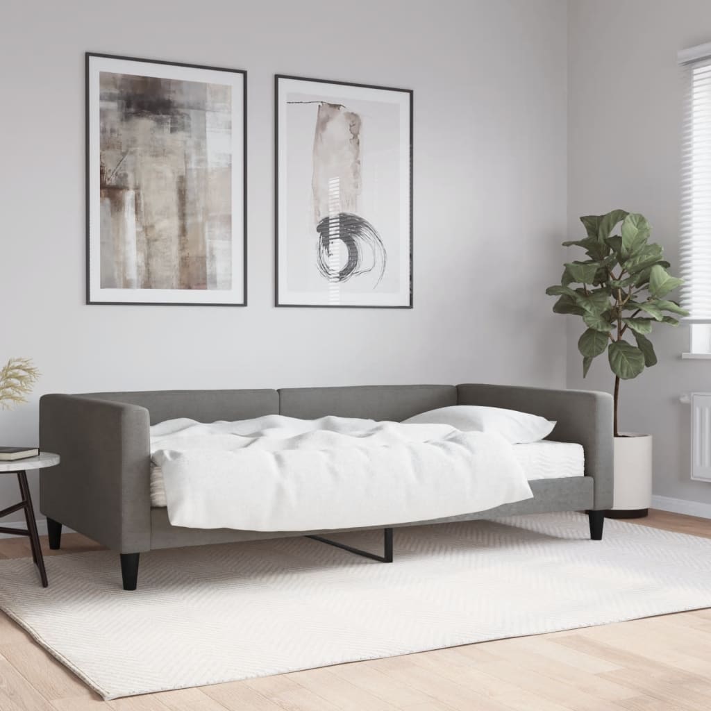 daybed med madras 100x200 cm stof mørkegrå