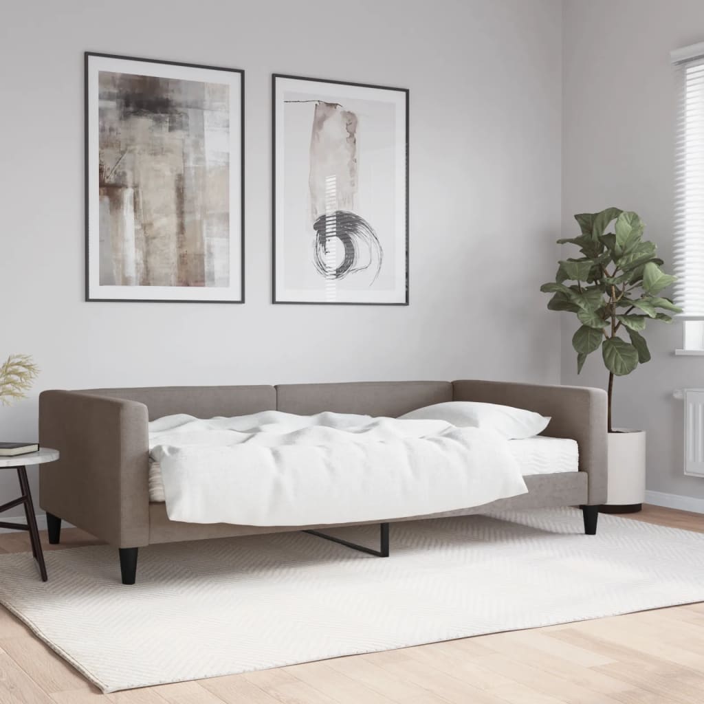 daybed med madras 100x200 cm stof gråbrun