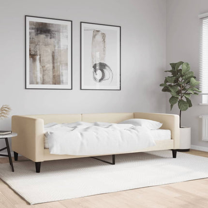 daybed med madras 100x200 cm stof cremefarvet