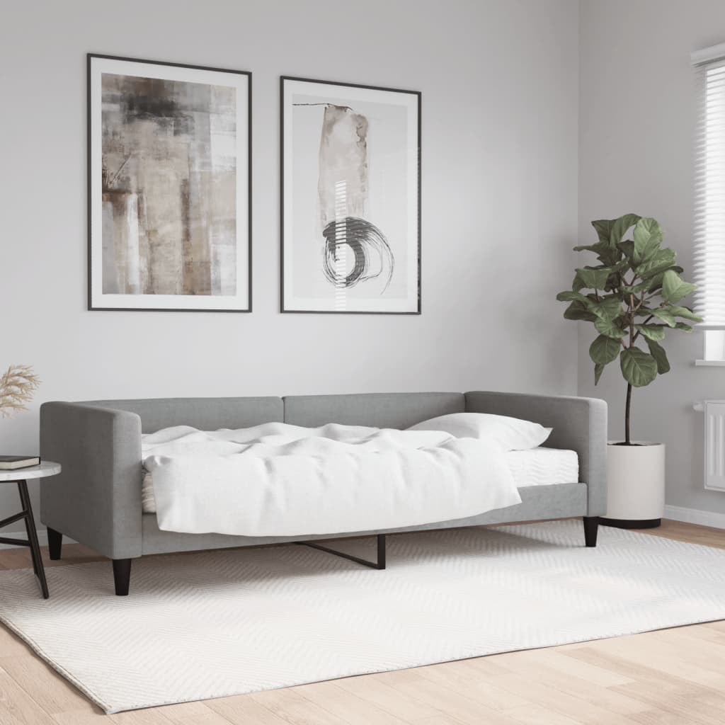 daybed med madras 90x190 cm stof lysegrå billede
