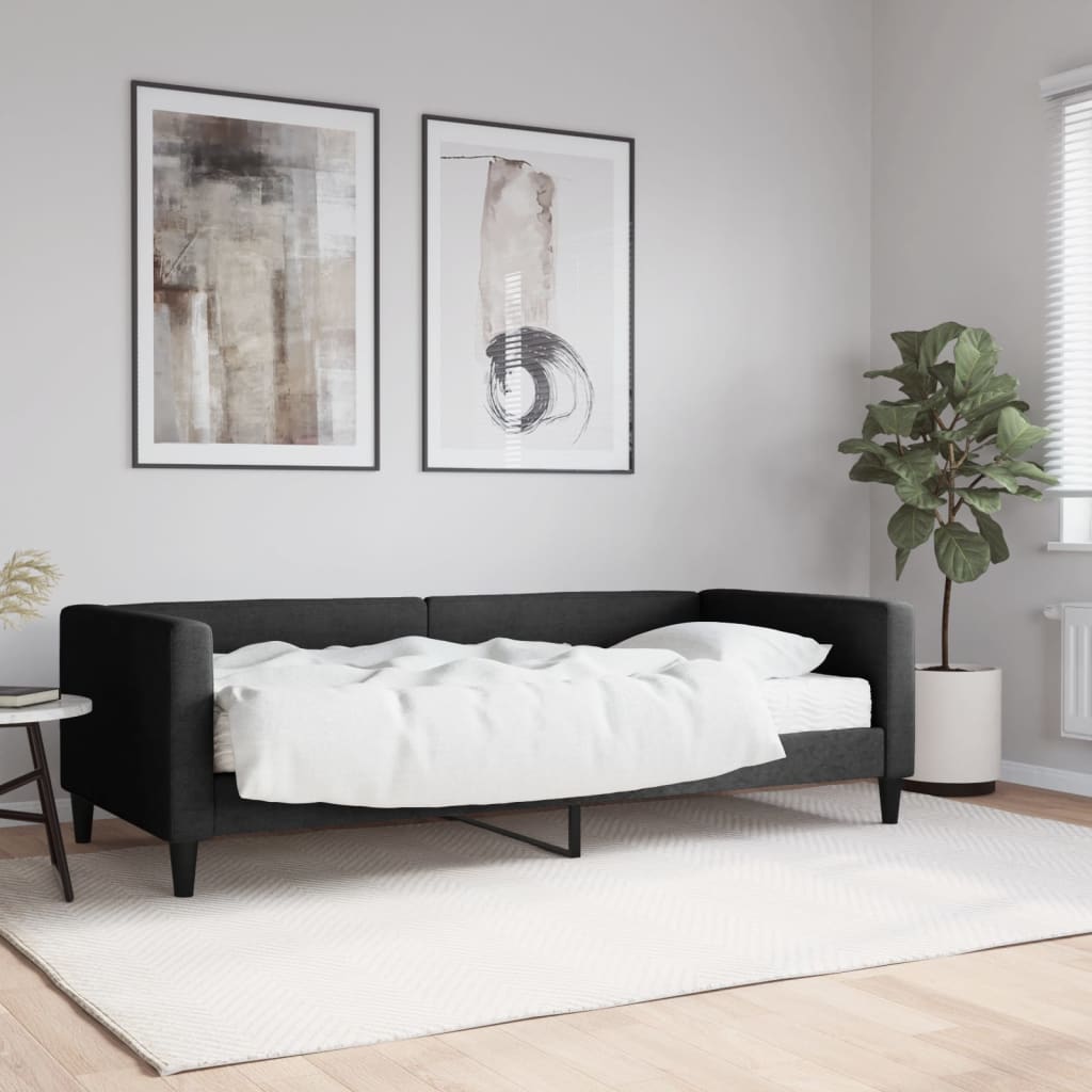 daybed med madras 90x190 cm stof sort