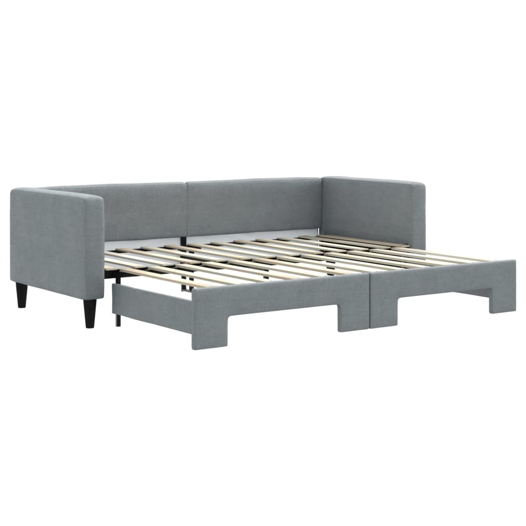 daybed med udtræk 80x200 cm stof lysegrå