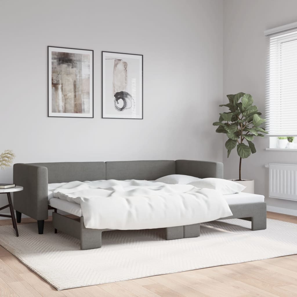 daybed med udtræk 80x200 cm stof mørkegrå billede