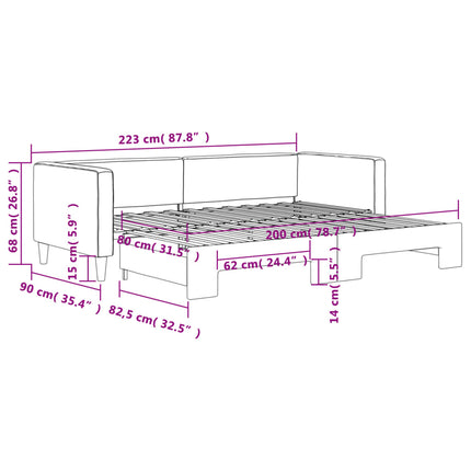 daybed med udtræk 80x200 cm stof sort