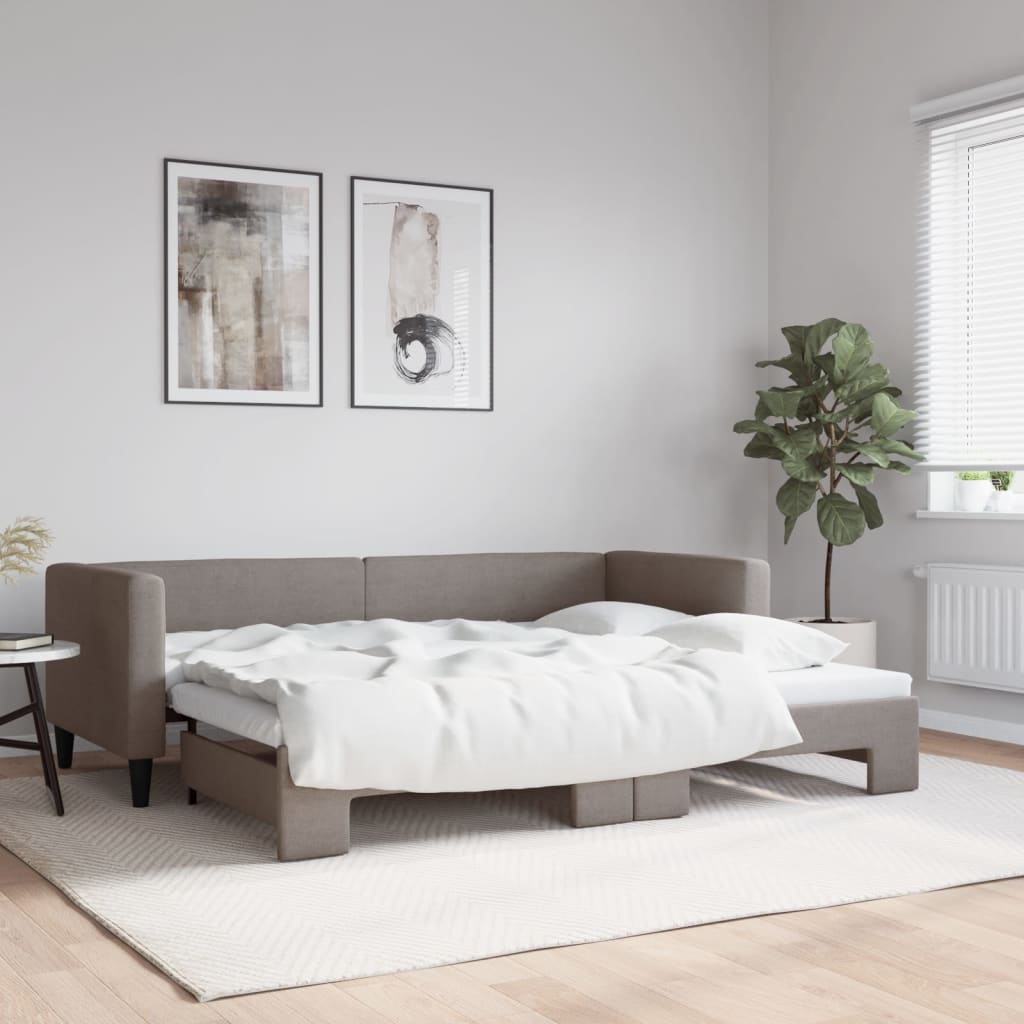 Daybed med udtræk 80×200 cm - stof, gråbrun