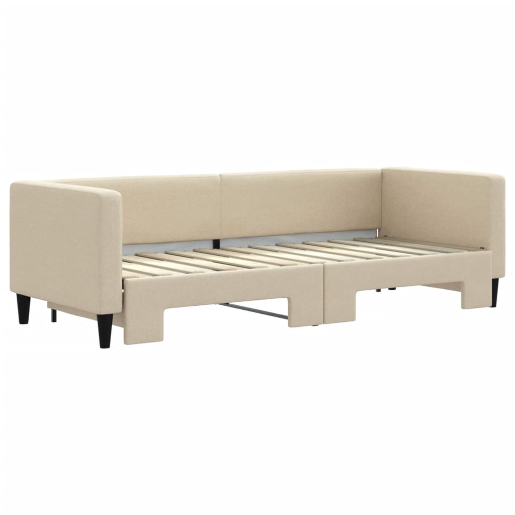 daybed med udtræk 80x200 cm stof cremefarvet