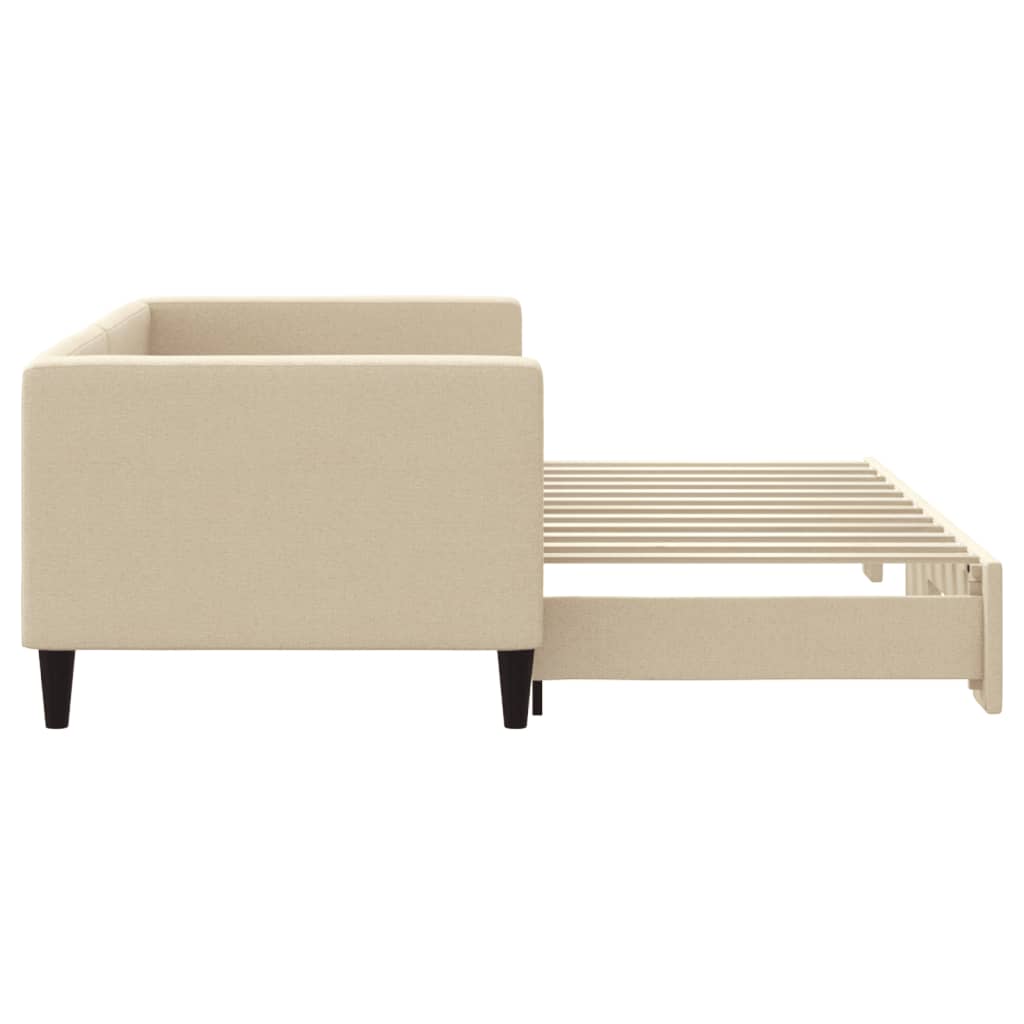 daybed med udtræk 80x200 cm stof cremefarvet