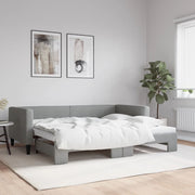 daybed med udtræk 90x200 cm stof lysegrå