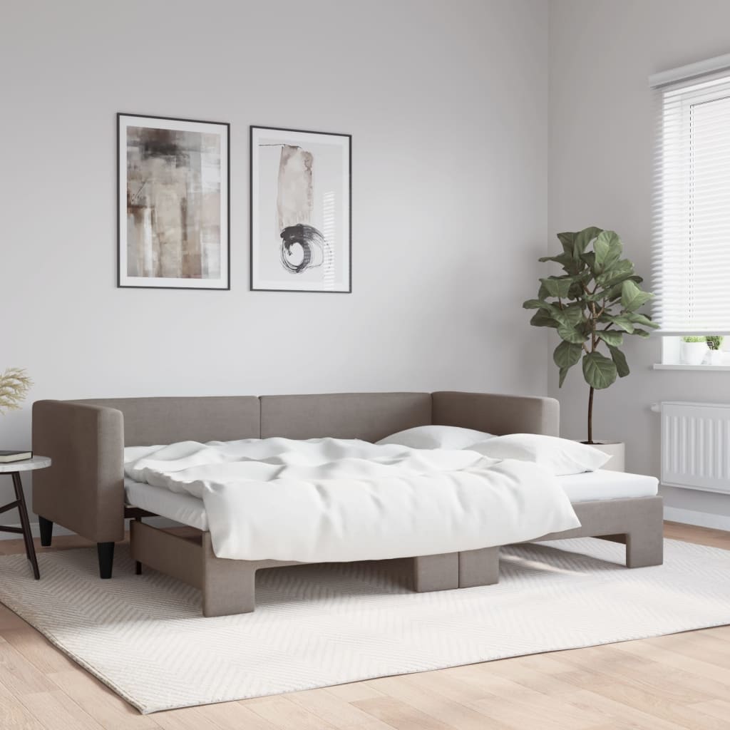 daybed med udtræk 90x200 cm stof gråbrun