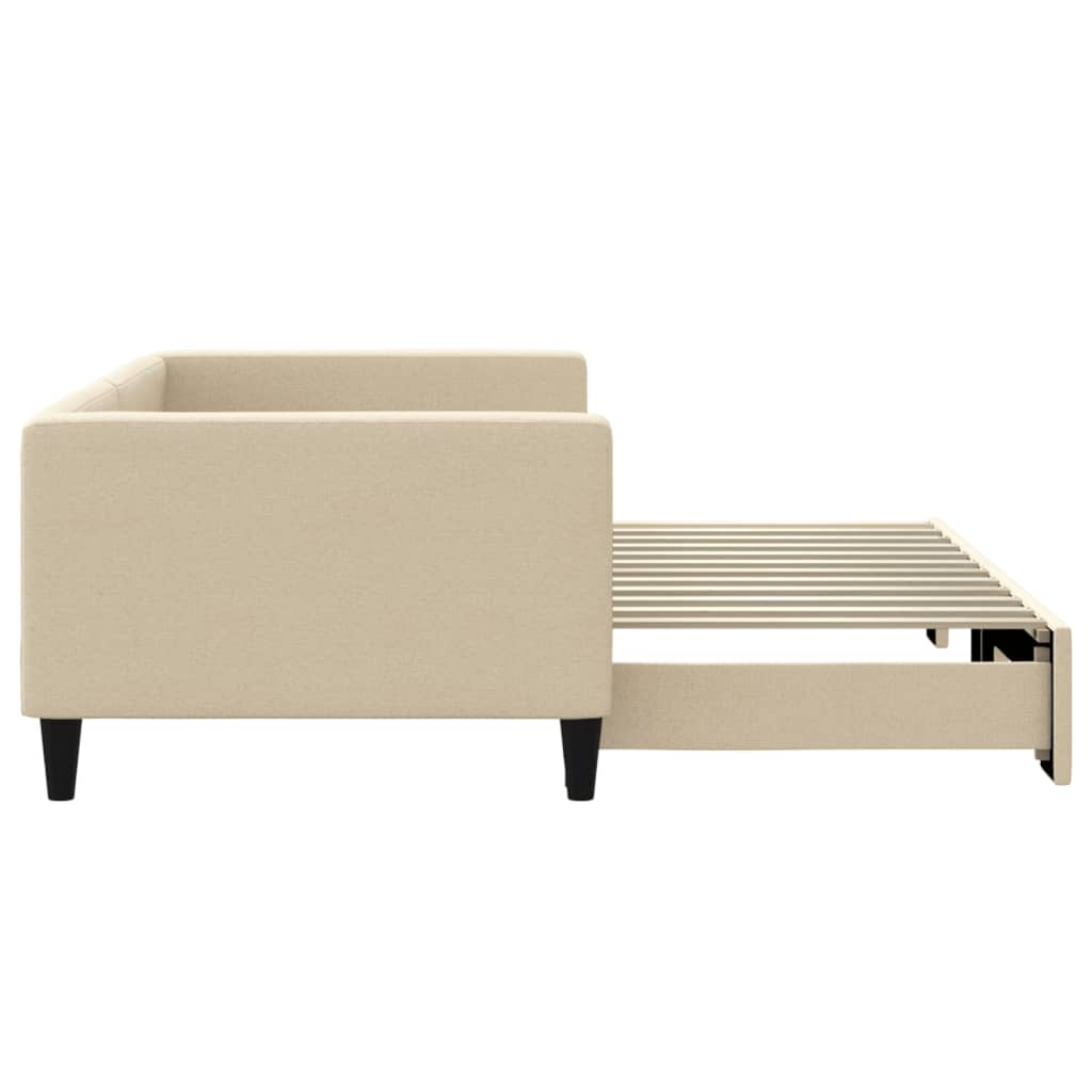 daybed med udtræk 90x200 cm stof cremefarvet