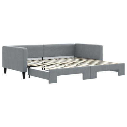 daybed med udtræk 100x200 cm stof lysegrå