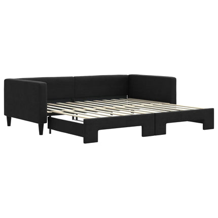 daybed med udtræk 100x200 cm stof sort