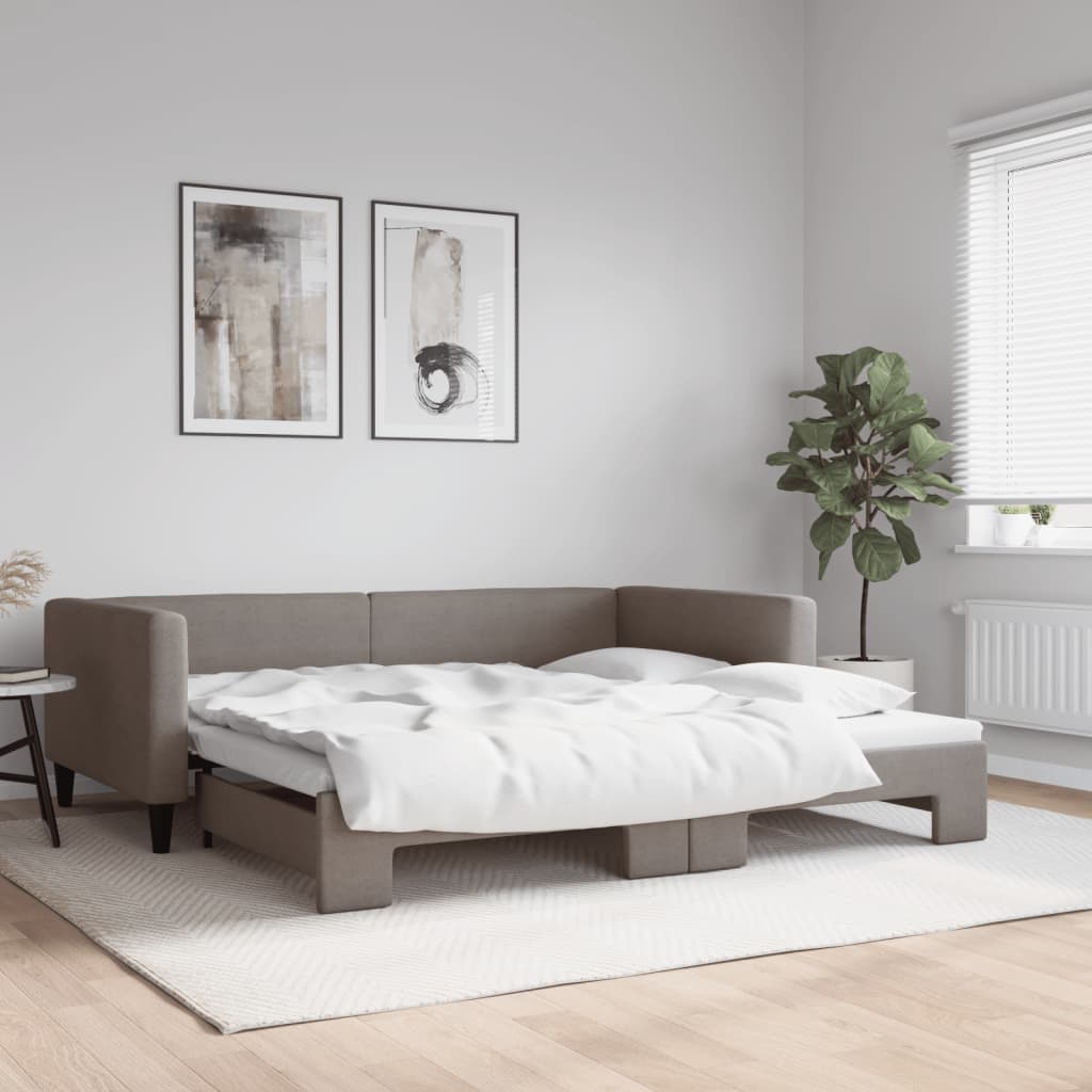 daybed med udtræk 100x200 cm stof gråbrun
