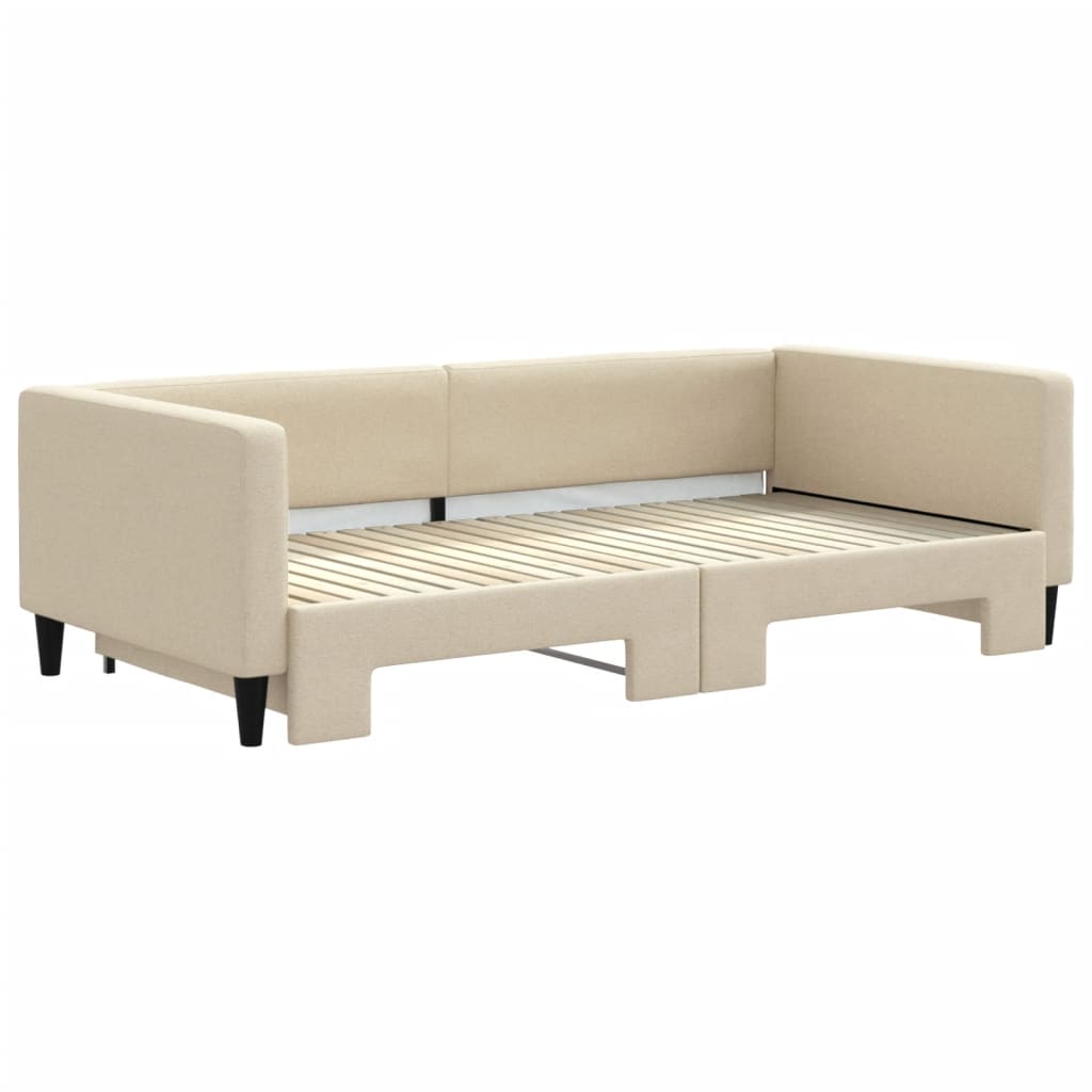 daybed med udtræk 100x200 cm stof cremefarvet