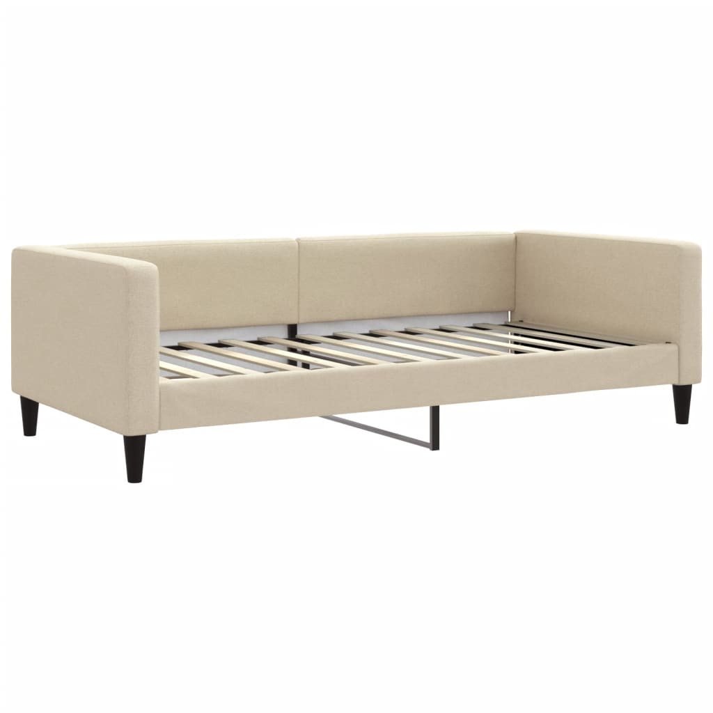daybed med udtræk 100x200 cm stof cremefarvet