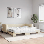 daybed med udtræk 100x200 cm stof cremefarvet