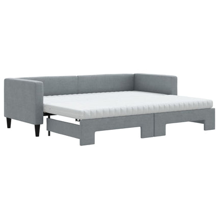 daybed med udtræk og madras 80x200 cm stof lysegrå