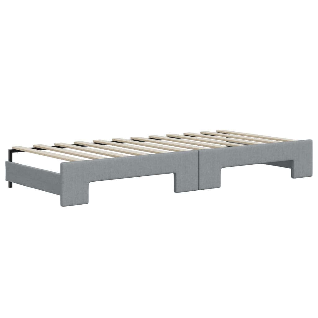 daybed med udtræk og madras 80x200 cm stof lysegrå