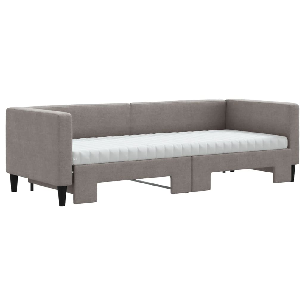 daybed med udtræk og madras 80x200 cm stof gråbrun